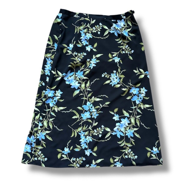 Vintage Y2K Black Floral Midi Skirt Women’s Plus Size 20W Classic Spring - Picture 1 of 13